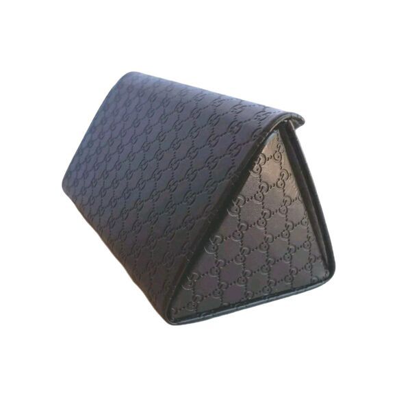 Gucci Sunglass Case Foldable Brown Logo Grey Felt Inside Case Only No Cloth New - Picture 5 of 8